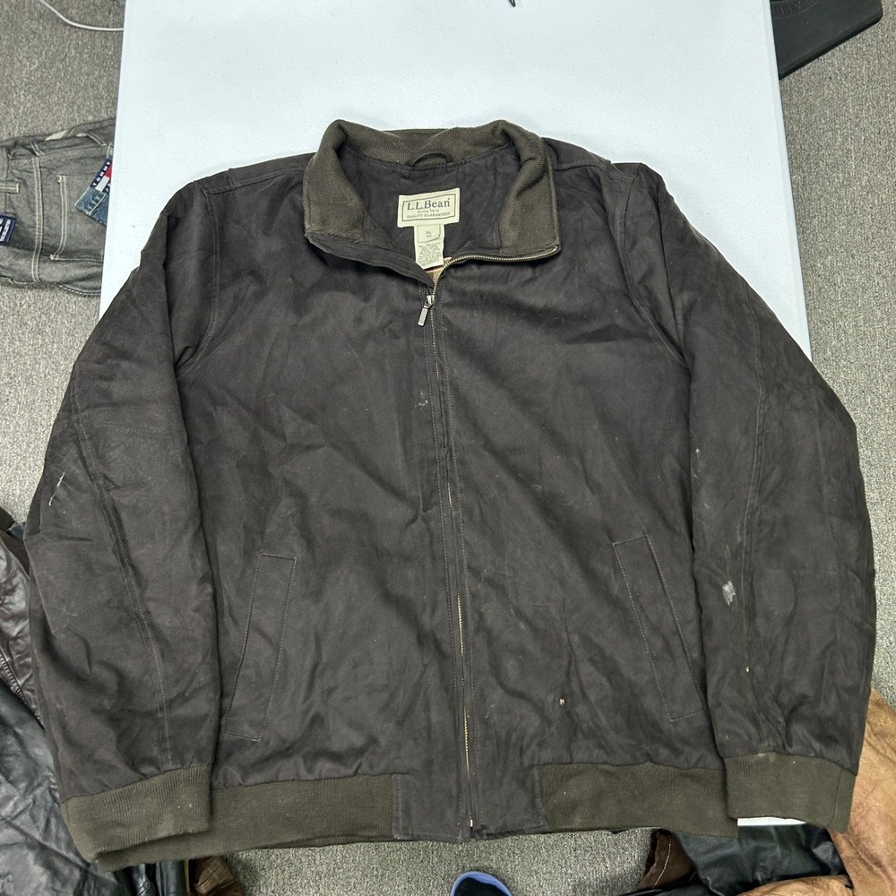 LL Bean Bomber Jacket Mens XL Brown Thinsulate Plaid Lined Full Zip 276580